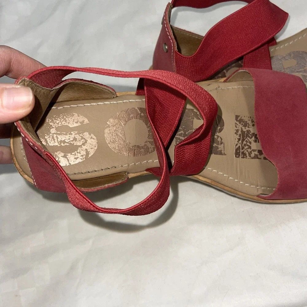 Sorel Ella II Sandals Red Full Grain Leather Womens‎ 9 UK 7 EU 40